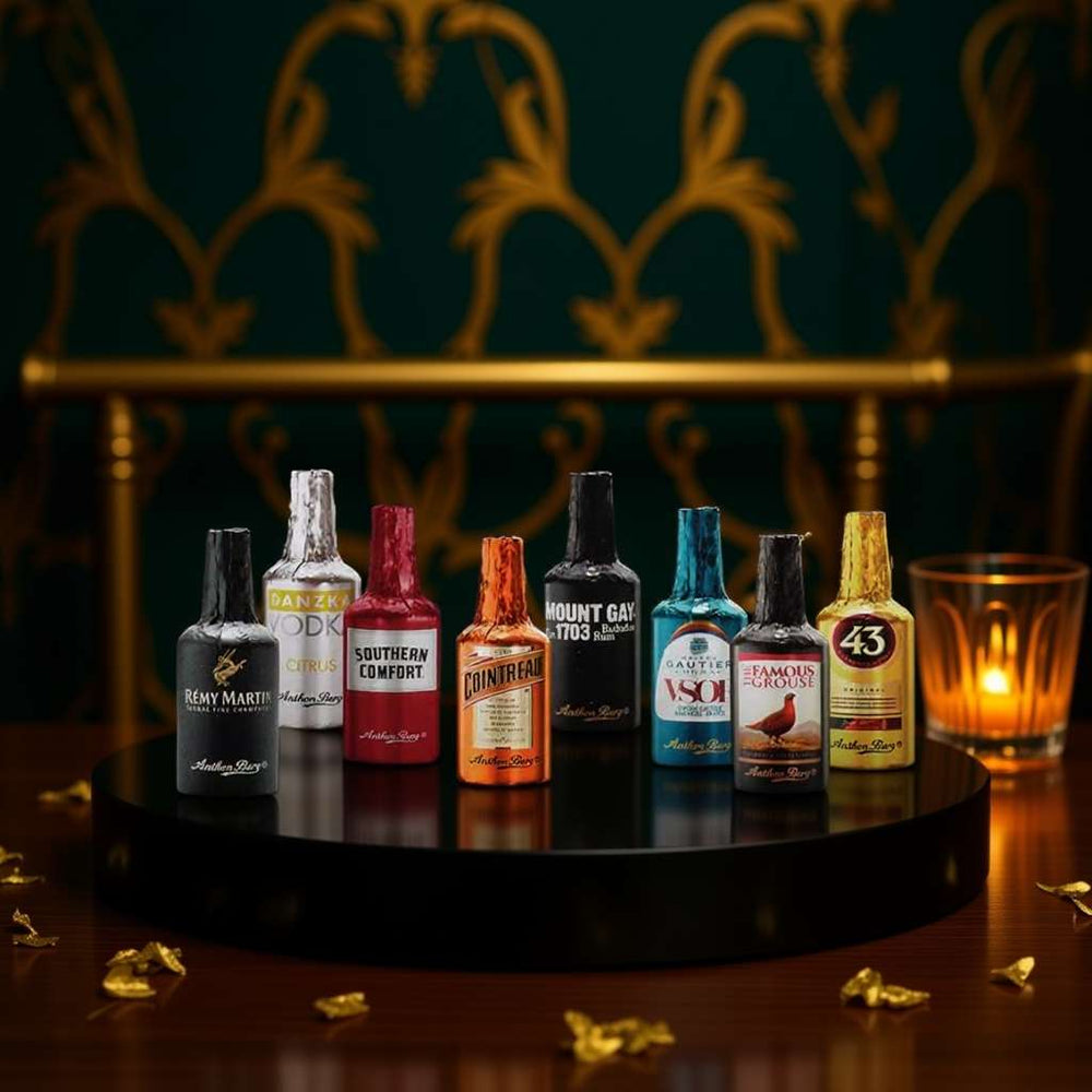 Čokoládové lahvičky s alkoholem, 8 ks - Anthon Berg