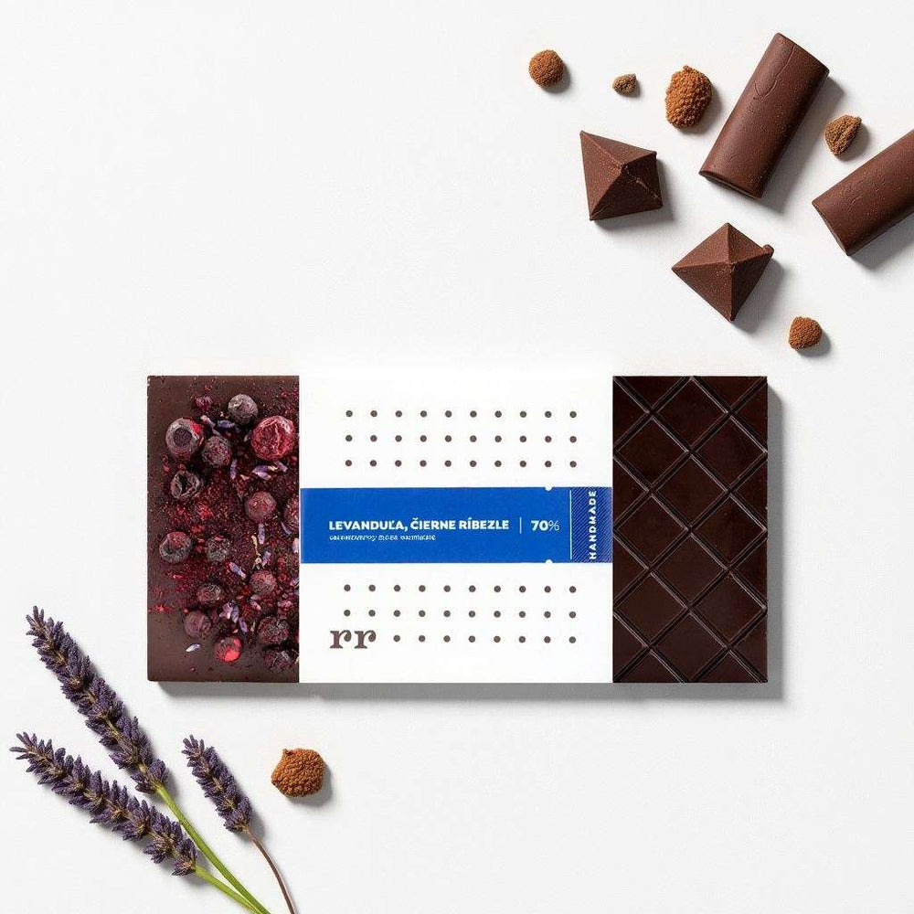 Hořká čokoláda 70% s levandulí a černým rybízem - Forra