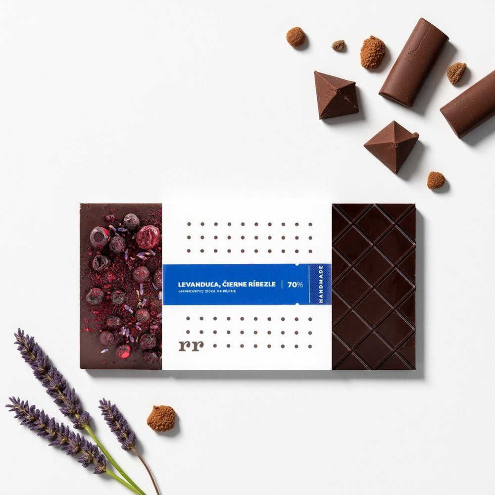 Hořká čokoláda 70% s levandulí a černým rybízem - Forra