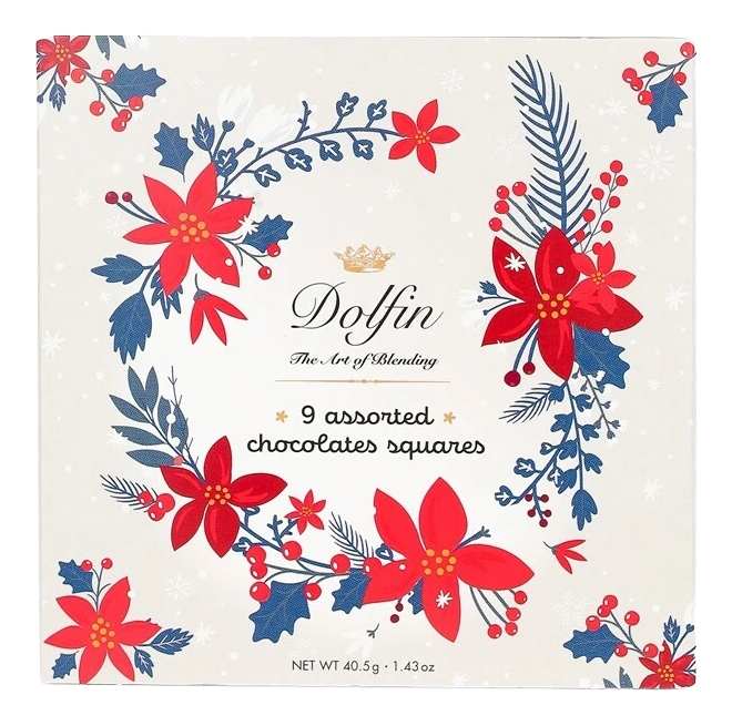 Dolfin 9 čokoládových čtverečků – Winter / Xmas Flowers - Dolfin