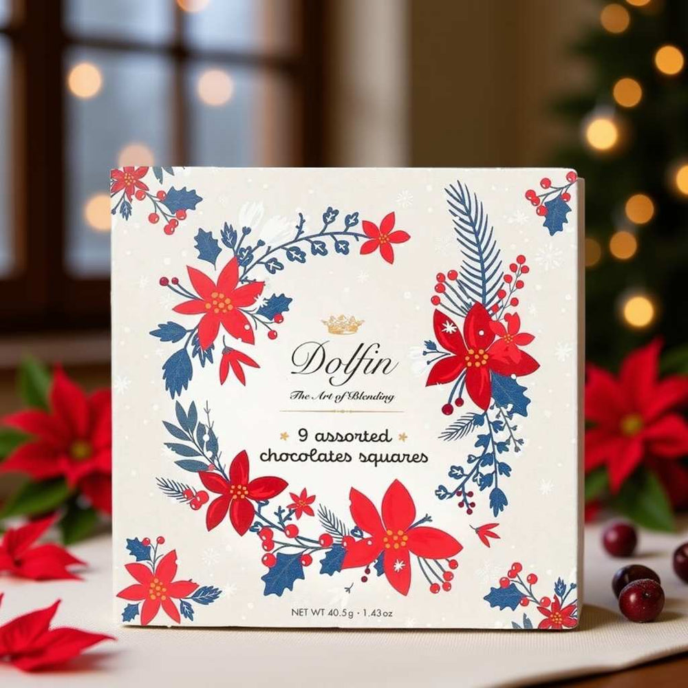 Dolfin 9 čokoládových čtverečků – Winter / Xmas Flowers - Dolfin