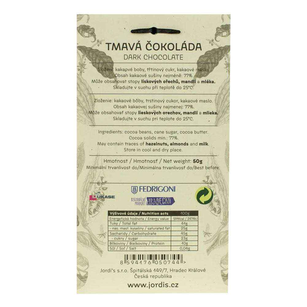 Hořká čokoláda 77% TMA - Jordis