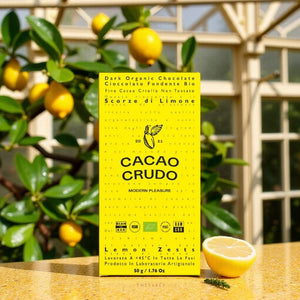 Hořká čokoláda 77% se sušenou citronovou kůrou ze Sicílie IGP BIO  - Cacao Crudo