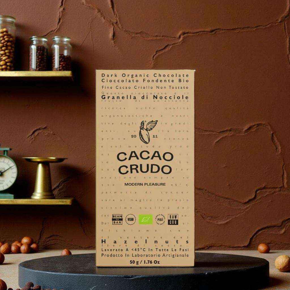 Hořká čokoláda 65% s lískovými oříšky BIO - Cacao Crudo