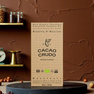 Hořká čokoláda 65% s lískovými oříšky BIO  - Cacao Crudo
