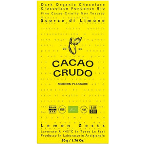Hořká čokoláda 77% se sušenou citronovou kůrou ze Sicílie IGP BIO  - Cacao Crudo