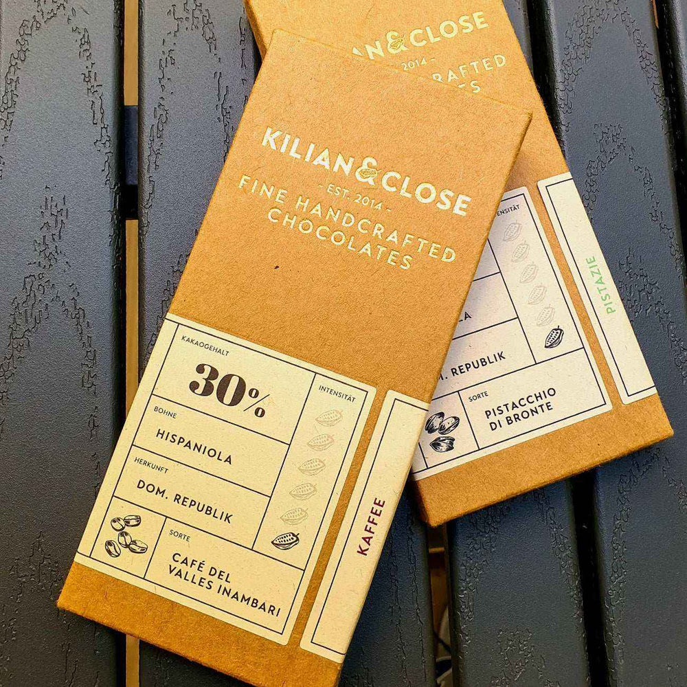 Bílá čokoláda 30% s kávou BIO - Kilian & Close