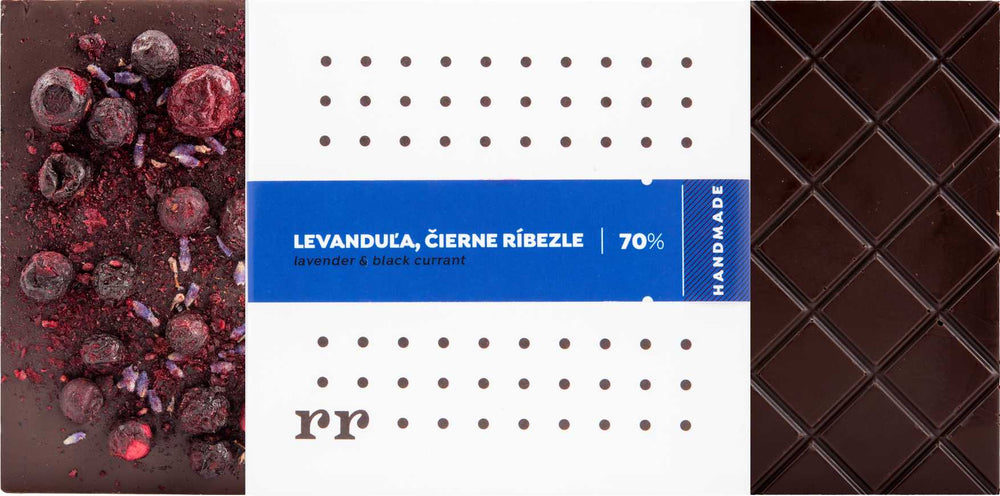 Hořká čokoláda 70% s levandulí a černým rybízem - Forra