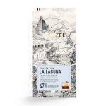 Balení čokolády Cluizel La Laguna s 47% kakaovým podílem a ilustrací mayského chrámu.