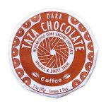 Obal Taza Chocolate s tmavou čokoládou a kávovými disky, organické a fair trade.