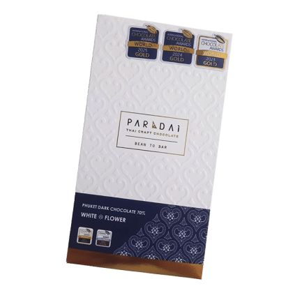 Balení čokolády PARADAi Phuket 70% s oceněními