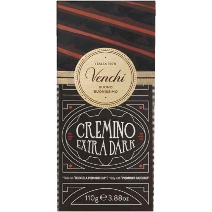 Balení nugátové čokolády Venchi Cremino Extra Dark.