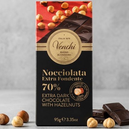 Balení čokolády Venchi Nocciolata 70 % s lískovými ořechy