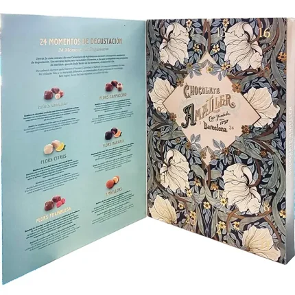 Otevřená krabice Chocolates Amatller s degustací