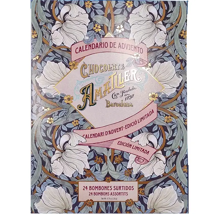 Amatller - Adventni kalendar Flores s pralinkami, 136 g Luxusní adventní kalendář Chocolate Amatller s květinovým motivem