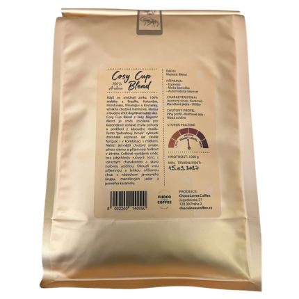 Cosy Cup Blend – zadní strana balení kávy