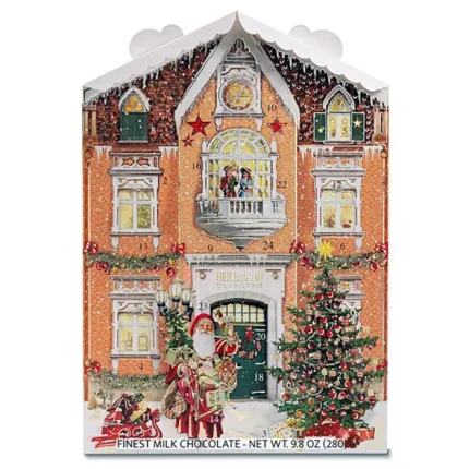 Adventní kalendář ve tvaru domu se Santou